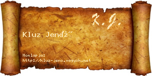 Kluz Jenő névjegykártya